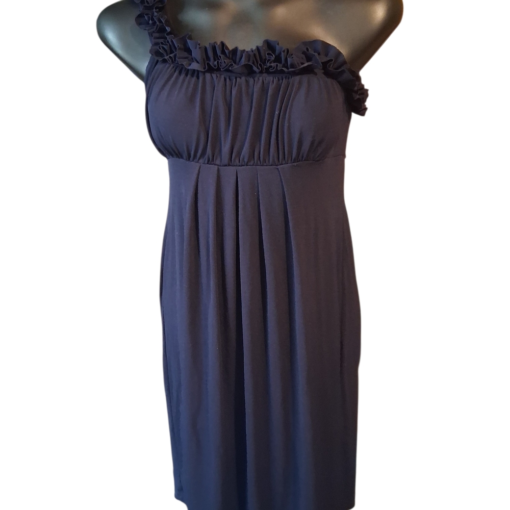 Enfocus Studio Navy Blue One-Shoulder Dress